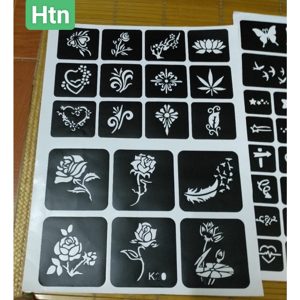 ☣️🦋🌺  KHUÔN VẼ HENNA DÙNG NHIỀU LẦN - Khuôn săm vẽ đa dạng A4☣️🦋🌺