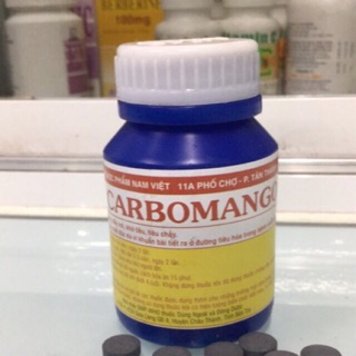 Carbomango đầy bụng, đầy hơi, khó tiêu, tiêu chảy....( chai 100 viên)