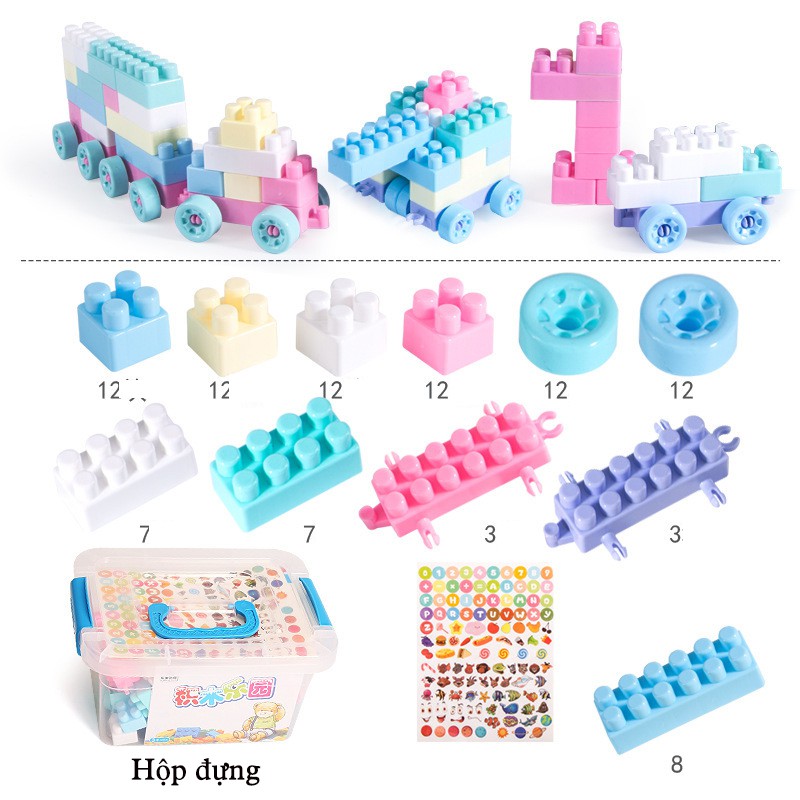 Bộ xếp hình lego 100 chi tiết, kích thích khả năng sáng tạo và tư duy logic của bé