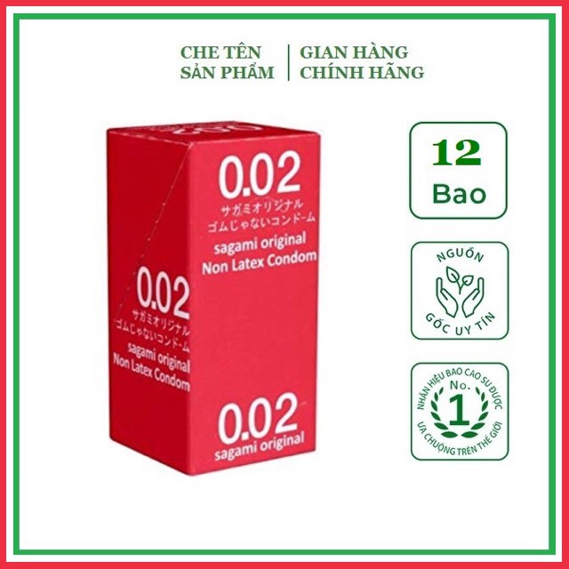 Bao Cao Su Siêu mỏng cao cấp Sagami 0.02 Original, Nhật Bản (Hôp 12 chiếc)