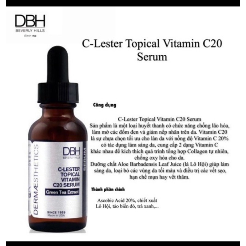 DBH Huyết thanh đậm đặc C-Lester Topical Vitamin C20 đẹp da