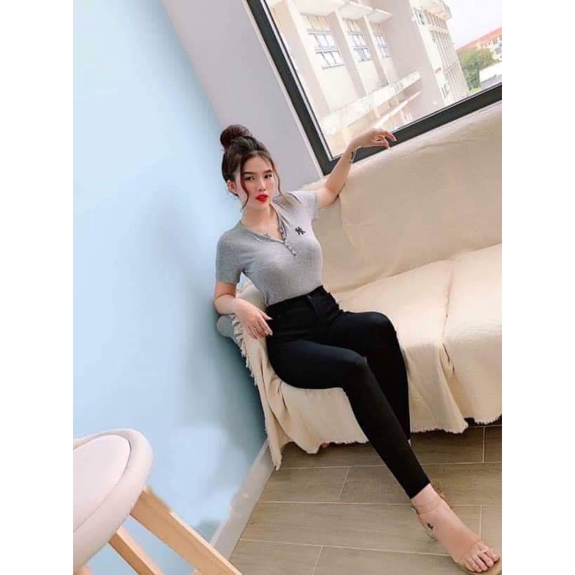 Quần jean giấy cạp cao | BigBuy360 - bigbuy360.vn