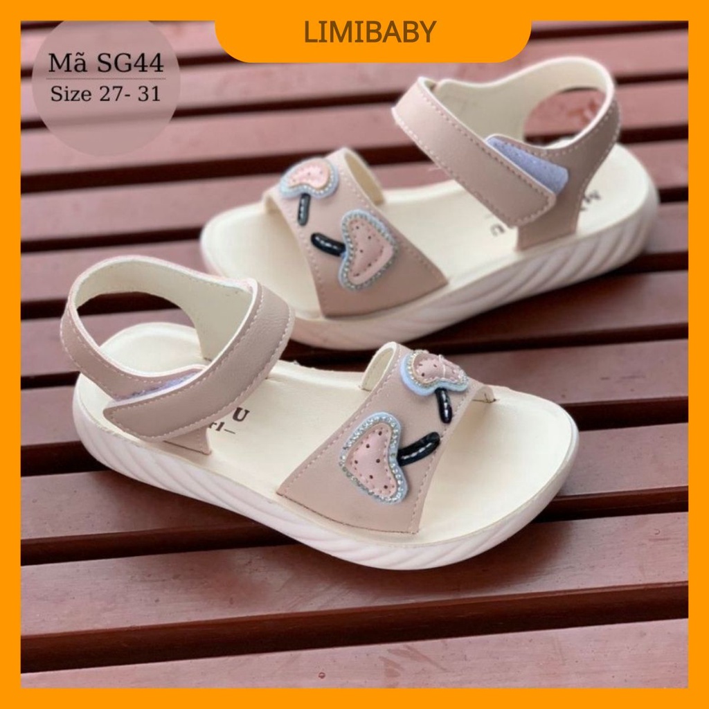 Dép sandal quai hậu bé gái LIMIBABY đi học da mềm cao cấp hình nấm màu hồng chống trơn cho bé 3,4,5,6 tuổi SG44