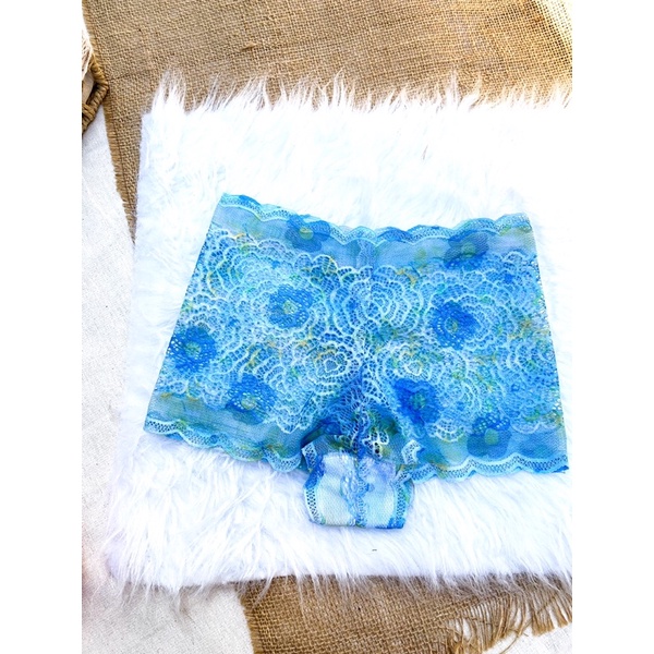 Set Bralette Ren Mút Ngực Quần Đùi Xanh Hoa Mary House Bra & Sleepwears