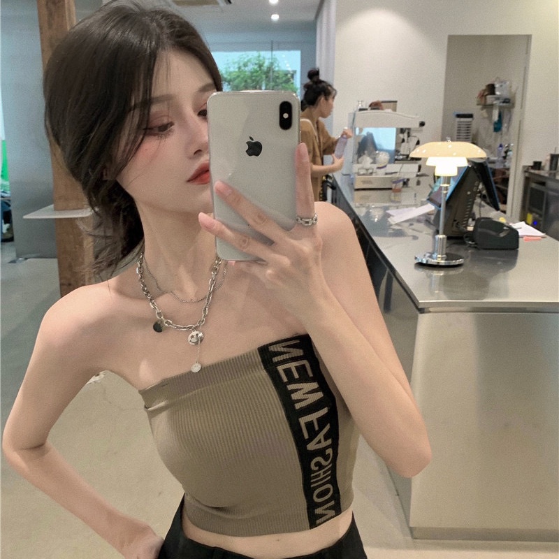 Áo Ống Sát Nách Hoạ Tiết Chữ Thời Trang Mùa Hè Cho Phái Nữ