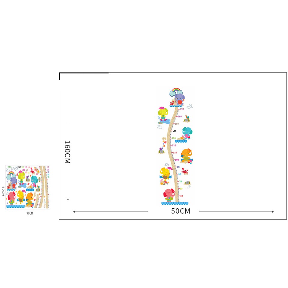 Decal dán tường thước đo thú voi