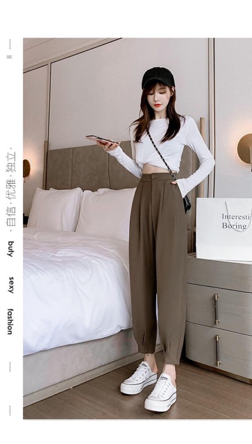Mẫu mới) Quần baggy khoá chân siêu hot