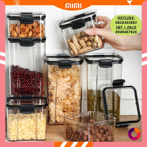 Hộp nhựa đựng đồ khô trong suốt, Hộp nhựa bảo quản đồ khô, Hộp đựng thực phẩm nắp kín chống ẩm mốc