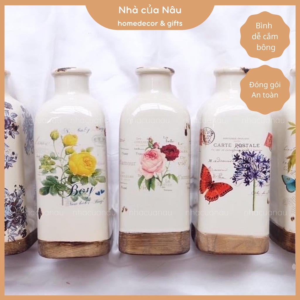 LỌ HOA cổ nhỏ phong cách Vintage retro cắm đào, Tuyết Mai ngày Tết, decor, Tặng Tân Gia Bình Bông thiết kế phong cách cổ