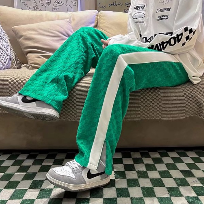 Quần Thể Thao Ống Rộng Họa Tiết Kẻ Sọc Thời Trang Đường Phố Hàn Quốc Dễ Phối Đồ Cho Nam Size M-3XL