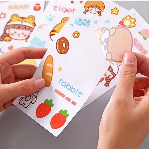 Vỉ sticker hoạt hình nhiều mẫu 18 * 8 cm Clovershop68