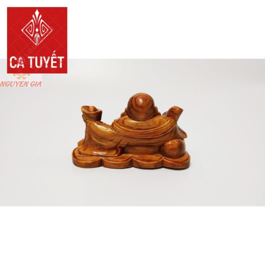 Tượng Phật Di Lặc Cầm Gậy Như Ý bằng gỗ huyết long (huyết rồng) để bàn làm việc ô tô