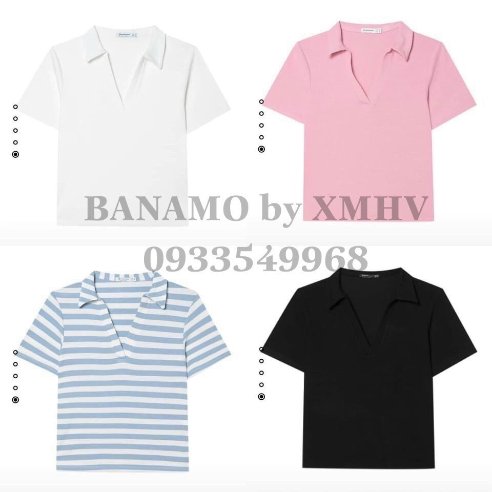 Áo thun polo nữ cổ V áo thun chất tăm lạnh kiểu dáng trẻ trung thời trang nữ Banamo 345 | BigBuy360 - bigbuy360.vn