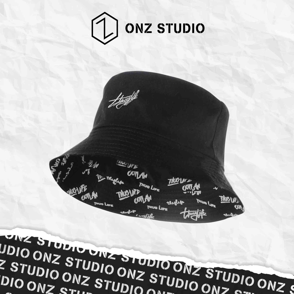 Mũ bucket nam nữ ONZ cotton - Nón bucket tai bèo THUGLIFE 2 mặt vành cụp ulzzang Hàn Quốc MB02 - Onz Studio