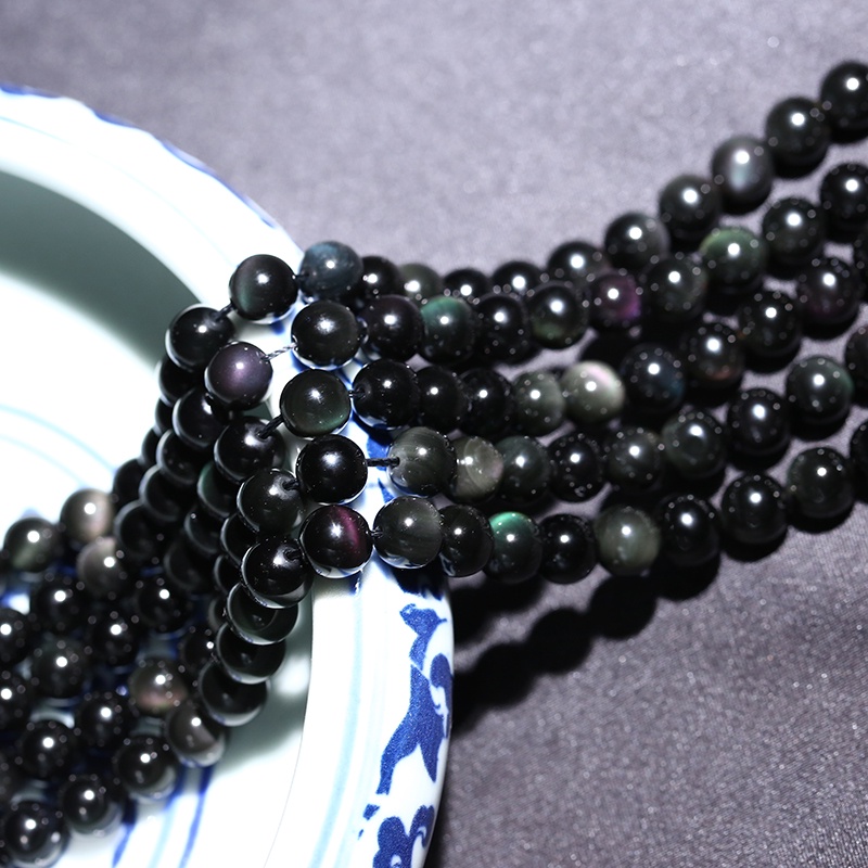 Vòng Tay Chuỗi Hạt Đá Obsidian 5A Nhiều Màu Sắc Độc Đáo Cá Tính