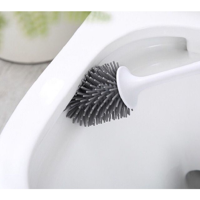 chổi cọ nhà vệ sinh silicon có khay đựng gọn gàng, cây cọ nhà vệ sinh ecoco 1803