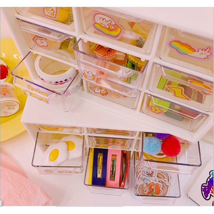 Kệ 9 ngăn/ hộp nhựa đựng đồ mini  decor để bàn tiện lợi dễ thương | BigBuy360 - bigbuy360.vn