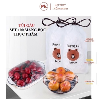 Set 100 túi bọc THỰC PHẨM CÓ CHUN CO DÃN đa năng