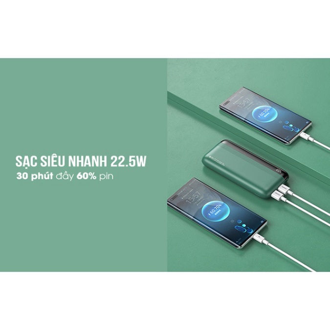 Pin Dự Phòng Sạc Nhanh QC 3.0 22.5W 20.000 mAh Remax 180 Chính Hãng - USB &amp; Type C