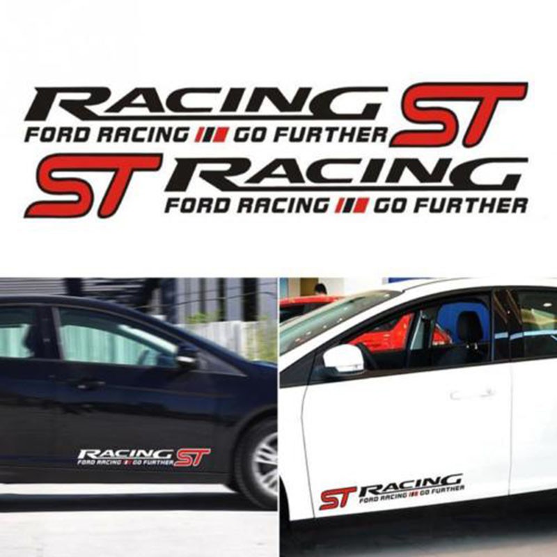 50*8cm ST RACING Cars Stickers Waist Line Door Vinyl Decal Reflective Auto Refit