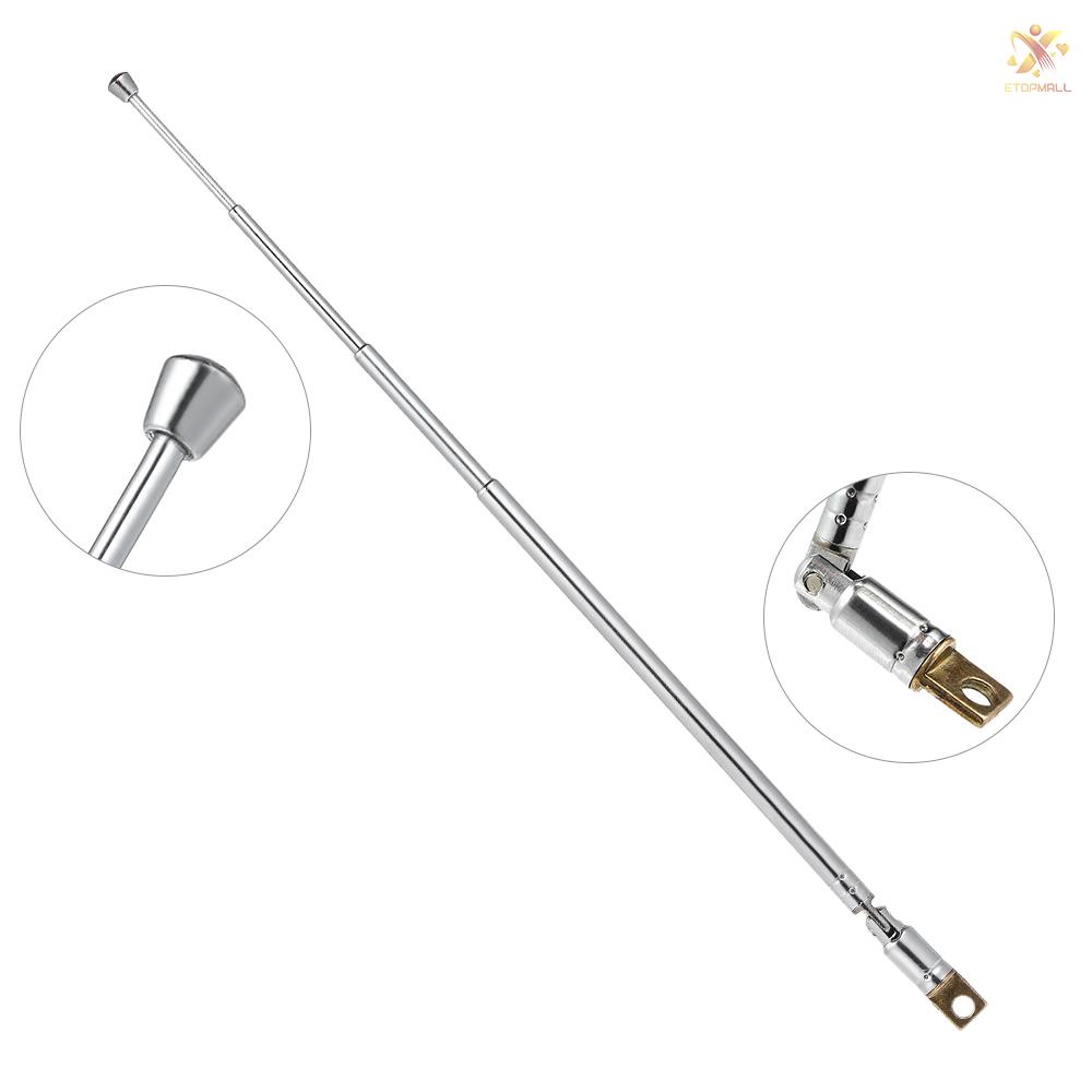 ET Telescopic FM Radio Antenna 4 Sections Chromium-plating Copper Antenna 360° Rotatable