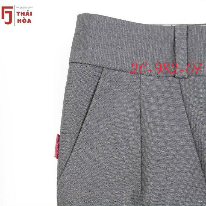Quần tây Thái Hòa 9 tấc lưng cao 2 ly chìm màu xám 2C-982