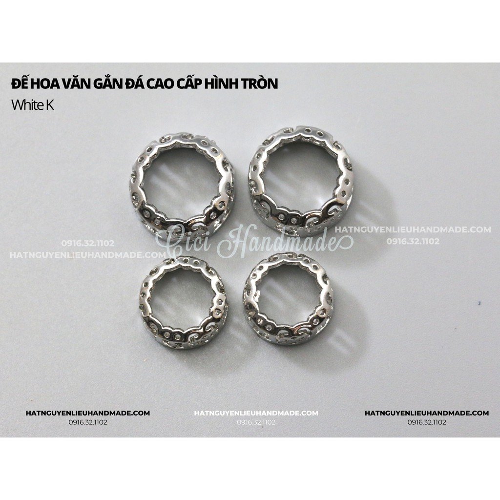 Đế hoa văn gắn đá hình tròn handmade, đế đá đính kết cao cấp