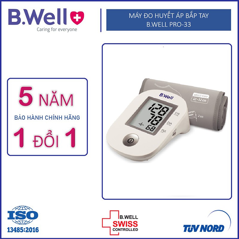 Máy Đo Huyết Áp Bắp Tay - B.Well Swiss Pro 33 - Bảo Hành 5 Năm