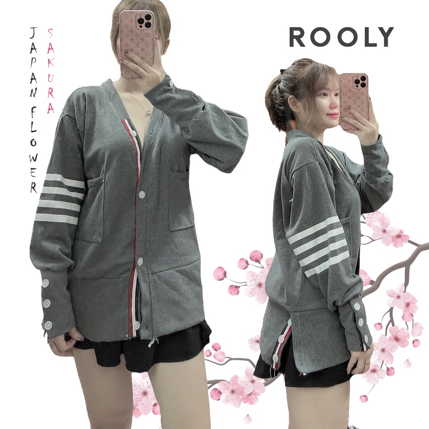 Cardigan Thom 3 Sọc Len Nữ Ảnh Thật Full Size IGGU BOUTIQUE