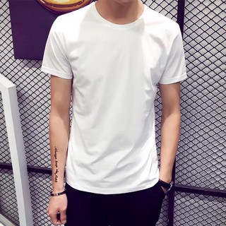 [100% Cotton] Áo Phông Trơn Nam Cổ Tròn Trắng/Đen Ôm Dáng