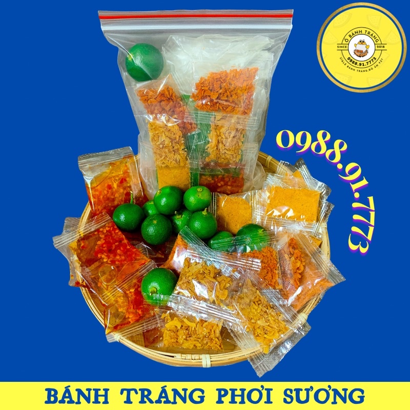 Topping gia vị đóng gói ăn bánh tráng phơi sương bánh tráng trộn : muối tôm, sa tế tỏi ớt, hành phi, tép