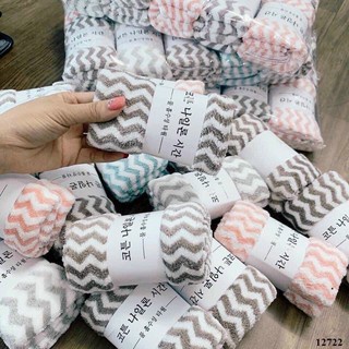 Khăn Mặt Lông Cừu Hàn Quốc 50x30cm Siêu Thấm Hút Loại Có Dòng Kẻ - Khăn Xuất Hàn