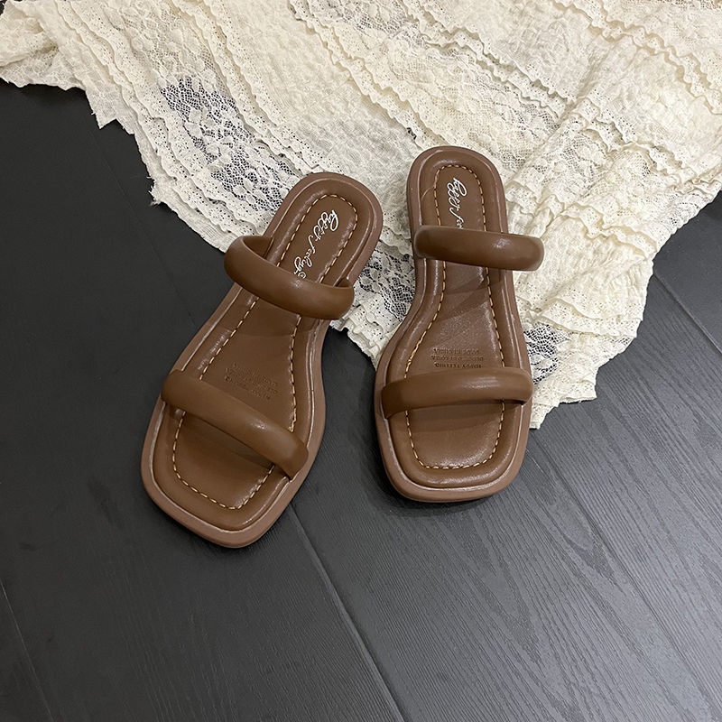 Dép Sandal Mũi Vuông Đế Dày Phong Cách Hàn Quốc Thời Trang Mùa Hè Cho Nữ