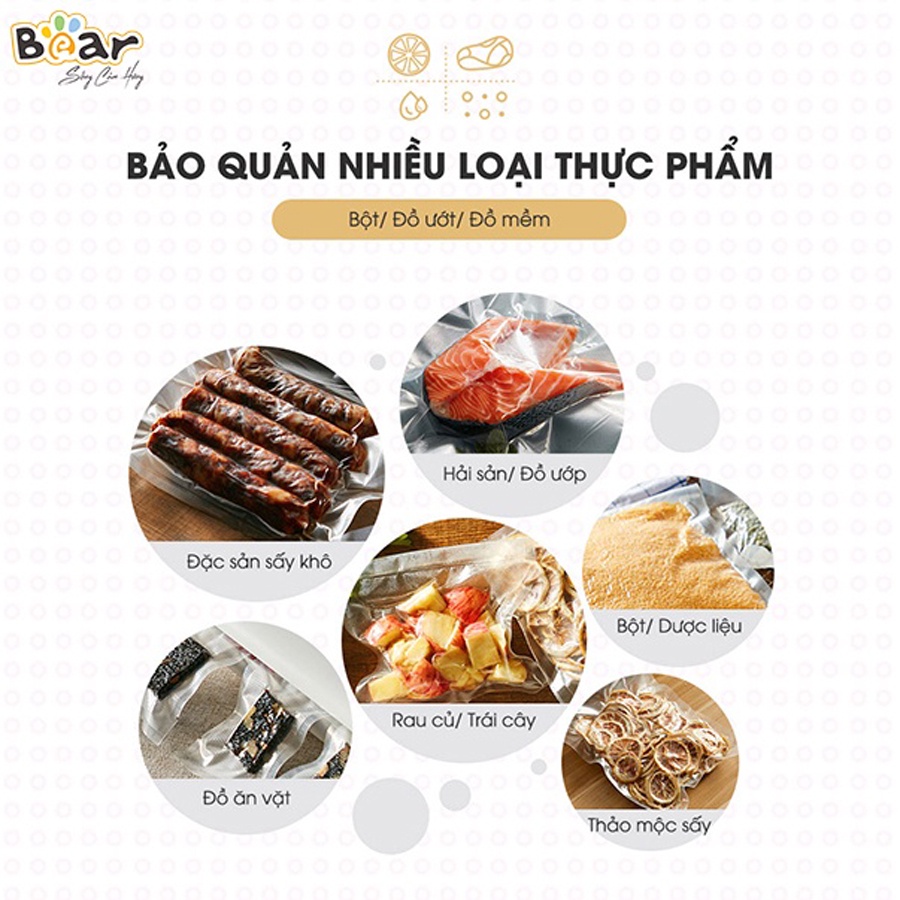 Máy hút chân không thực phẩm gia đình Bear, tự động hàn miêng túi, áp suất hút mạnh, HomeMart – Hàng chính hãng BH 18T