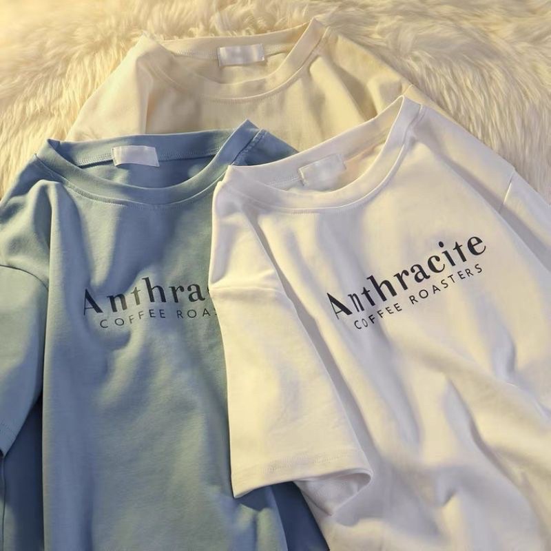 Áo Thun Cotton Tay Lỡ Form Rộng Nam Nữ In Dòng Chữ Ant