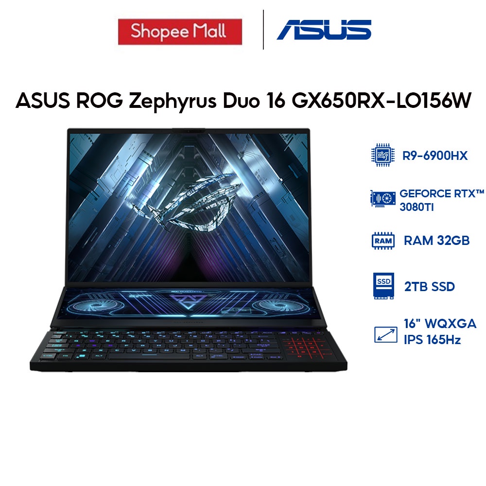 Laptop ASUS ROG Zephyrus Duo 16 GX650RX-LO156W  R9-6900HX | 32GB | 2TB | GeForce RTX™ 3080Ti 16GB | 16' WQXGA 165Hz 100%