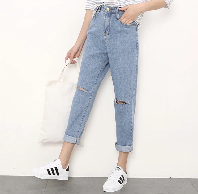 [CÓ SIZE ĐẠI] Quần Jean Baggy Boyfriend rách gối. hình chụp thật 100% kèm feedback | BigBuy360 - bigbuy360.vn