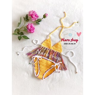 (SALE HÀNG CÓ SẴN) BỘ BIKINI LEN MÓC TUA RUA CỰC XINH CHO BÉ