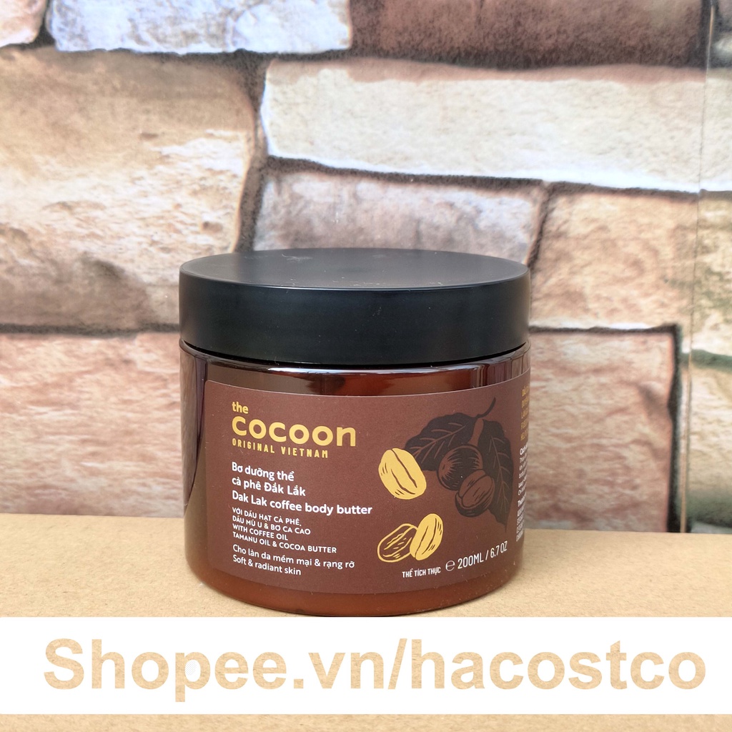 Kem dưỡng Bơ dưỡng thể cà phê Đắk Lắk 200ml Cocoon dưỡng ẩm, làm mềm và chống oxi hóa Hong1008