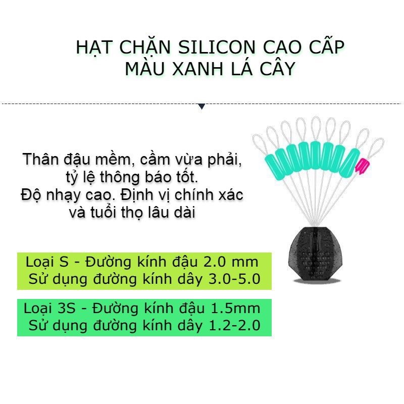 COMBO 10 VỈ HẠT CHẶN SILICON CAO CẤP. HẠT CHẶN PHAO CÂU ĐÀI