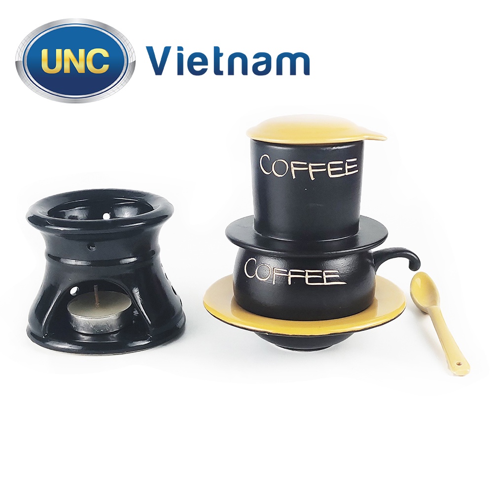 Bộ Phin Cà Phê Sứ UNC Việt Nam - Sử dụng chân đốt giữ nhiệt, nhiều màu sắc, đủ món, pha cafe sẽ ngon hơn.