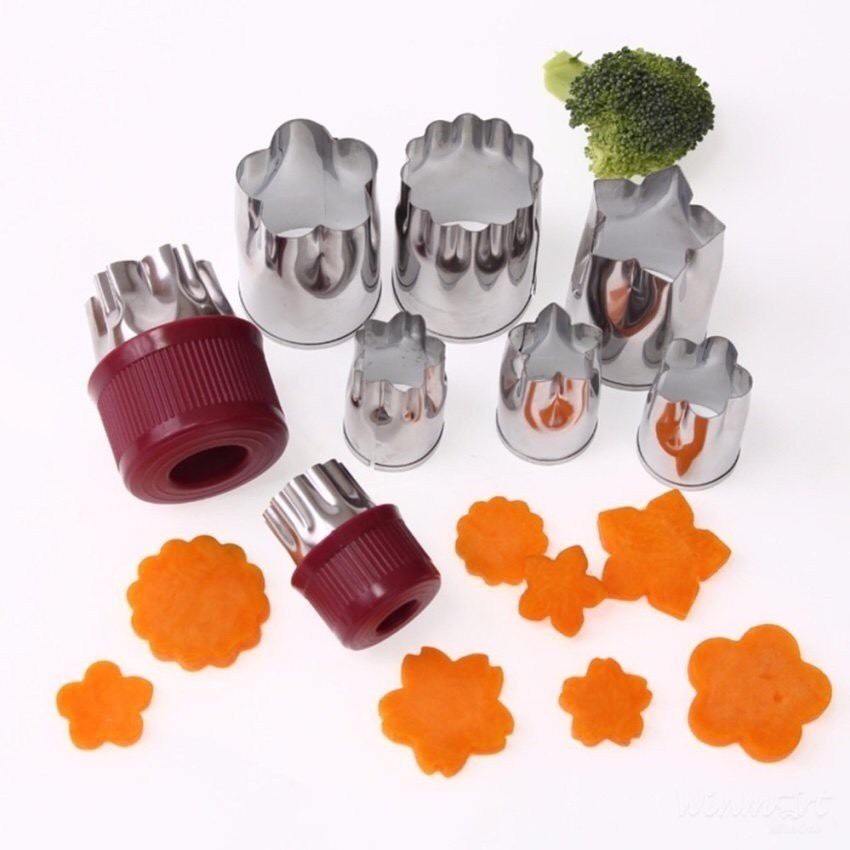 Bộ Dụng Cụ Cắt Tỉa Rau Củ Quả Inox 8 Món Bộ Khuôn Cắt Tạo Hình Rau Củ Quả, Khuôn Làm Bánh