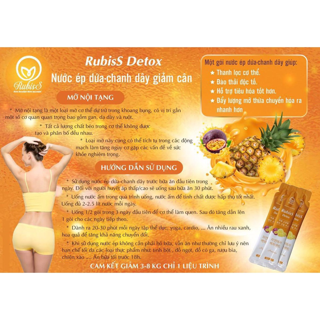 Nước trái cây Giảm cân rubiss detox - Hộp 12 gói
