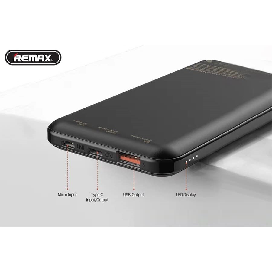 Sạc Dự Phòng Remax RPP-151 10000Mah (Sạc Nhanh QC3.0, PD 18W) 2 Cổng Sạc Vào, 1 Cổng Sạc Ra, Màn Hình Led - Hưng Long PC