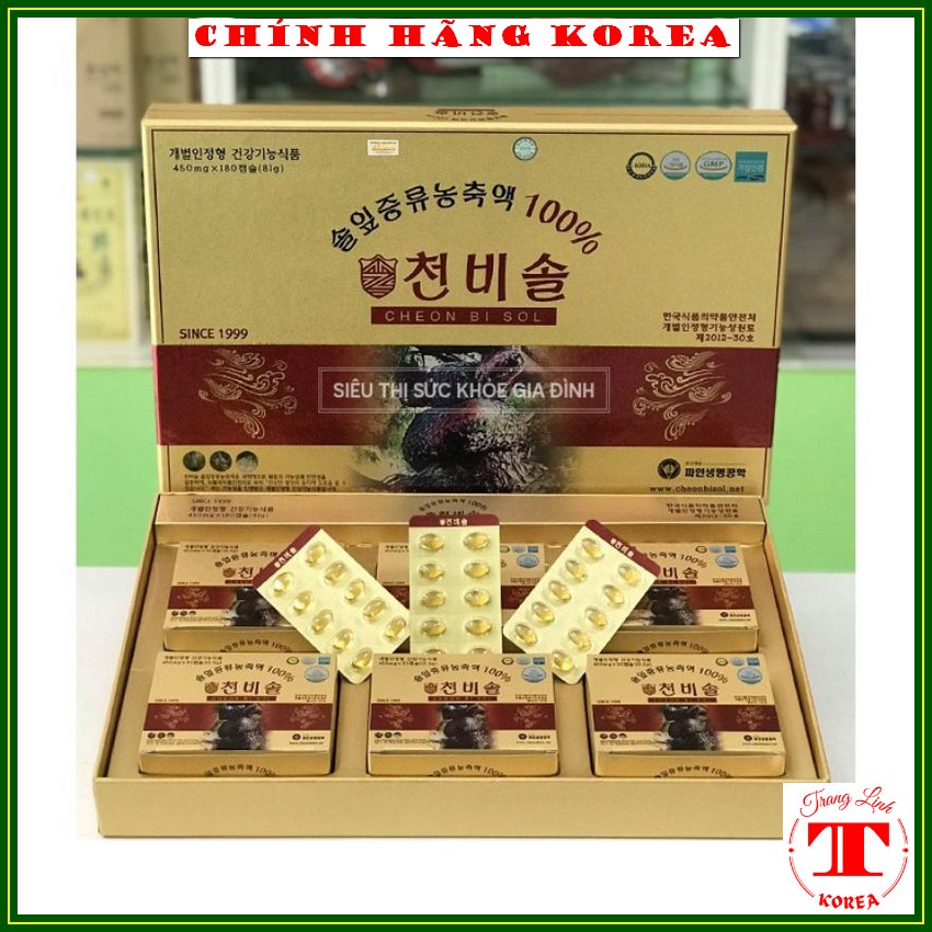 Tinh dầu thông đỏ hàn quốc Cheon Bi Sol nội địa, hộp 180 viên - Tăng đề kháng, giảm mỡ máu, phòng ung thư - tranglinh