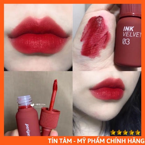 Son Kem Lì Peripera Ink Velvet Lip Tint Màu 03 (Đỏ Gạch)