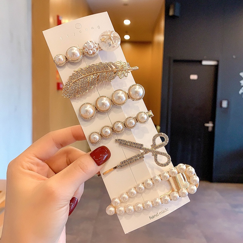 Kẹp Tóc Đính Đá Ngọc Trai Phong Cách Hàn Quốc Cho Nữ