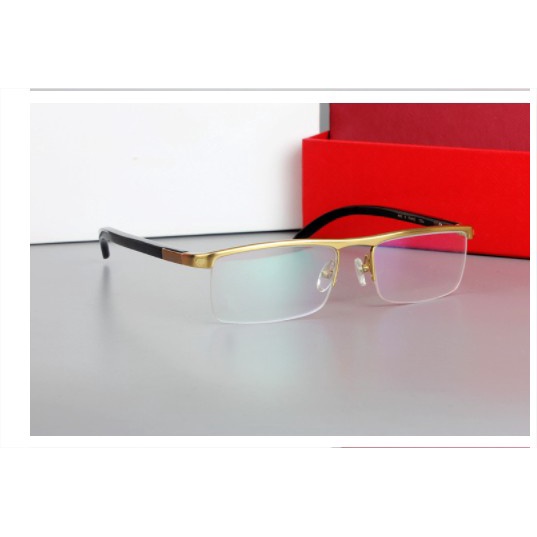 Gọng kính cao cấp ITALLY nhập khẩu titanium cực bền bảo hanh 1 đổi 1 màu GOLD sang trọng tặng hộp và khăn