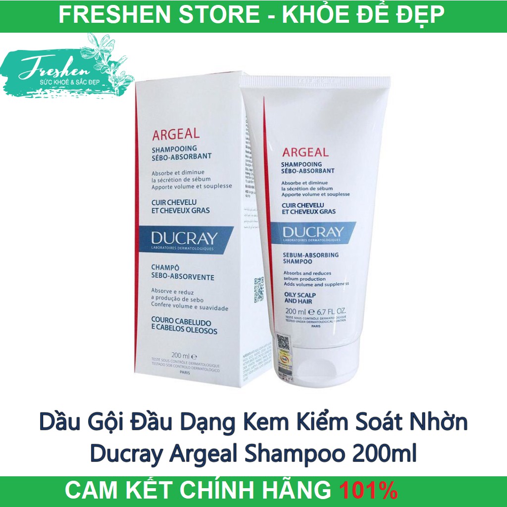 ✅ (CHÍNH HÃNG) Dầu Gội Đầu Dạng Kem Kiểm Soát Nhờn Ducray Argeal Shampoo 200ml