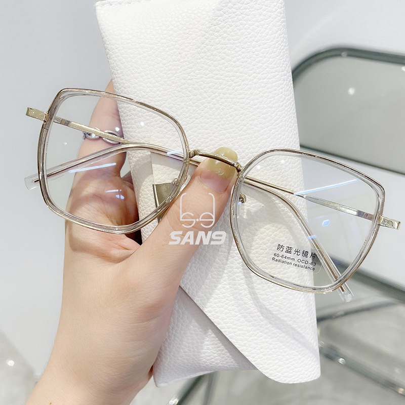 Mắt kính gọng kim loại chống ánh sáng xanh phong cách retro Hàn Quốc